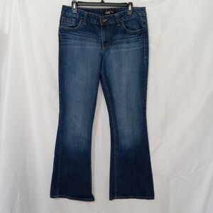 LEI Sophia Hipster Flare Jeans Dark Wash Juniors Size 11 Y2K Casual Low Rise